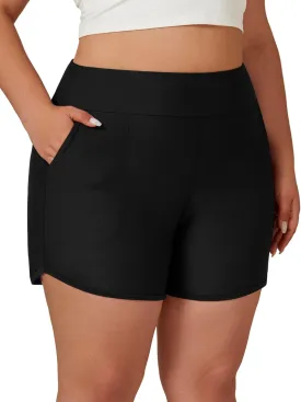 Tournesol Women's Plus Size Swim Shorts High Waisted Board Shorts UPF50  Bathing Suit Bottoms with Pockets 1X-5X