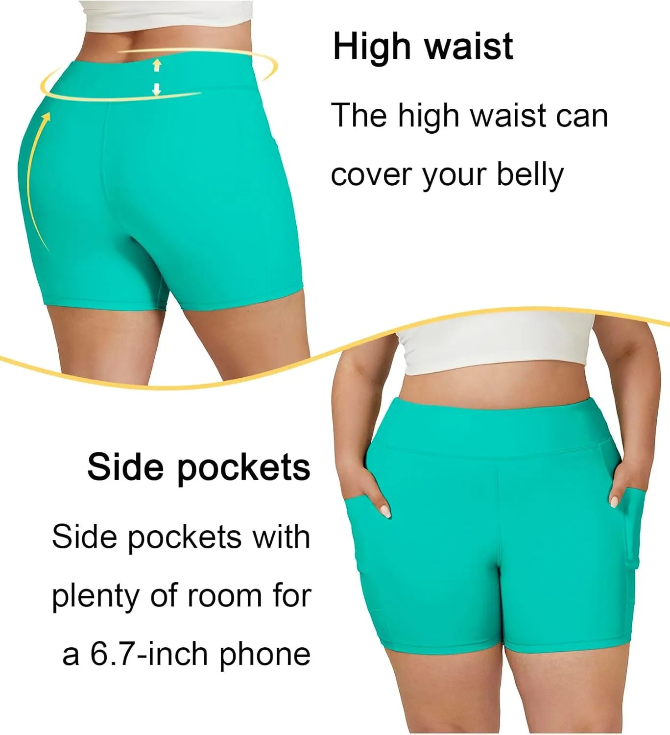 Tournesol Women's Plus Size Swim Shorts High Waisted Swimsuit Bottoms Tankini Boy Shorts Bathing Suit with Pocket