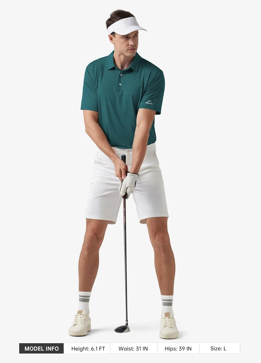 Willit Men's Golf Polo Shirts Short Sleeve Striped Performance Moisture Wicking