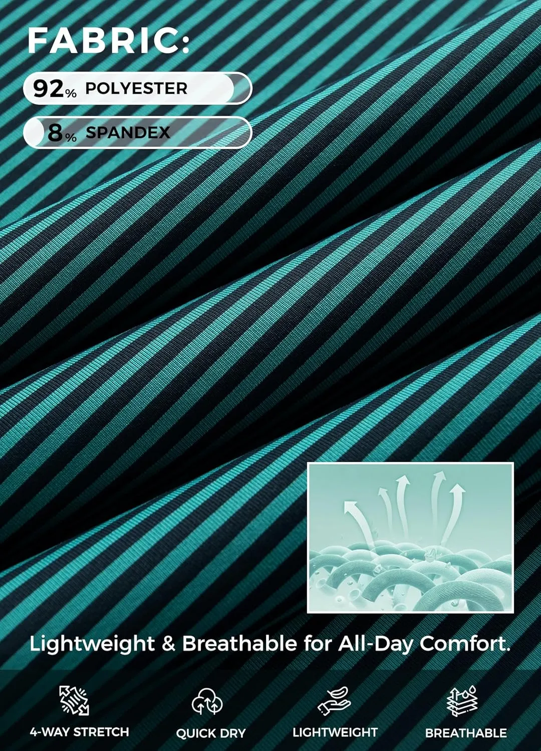 Willit Men's Golf Polo Shirts Short Sleeve Striped Performance Moisture Wicking