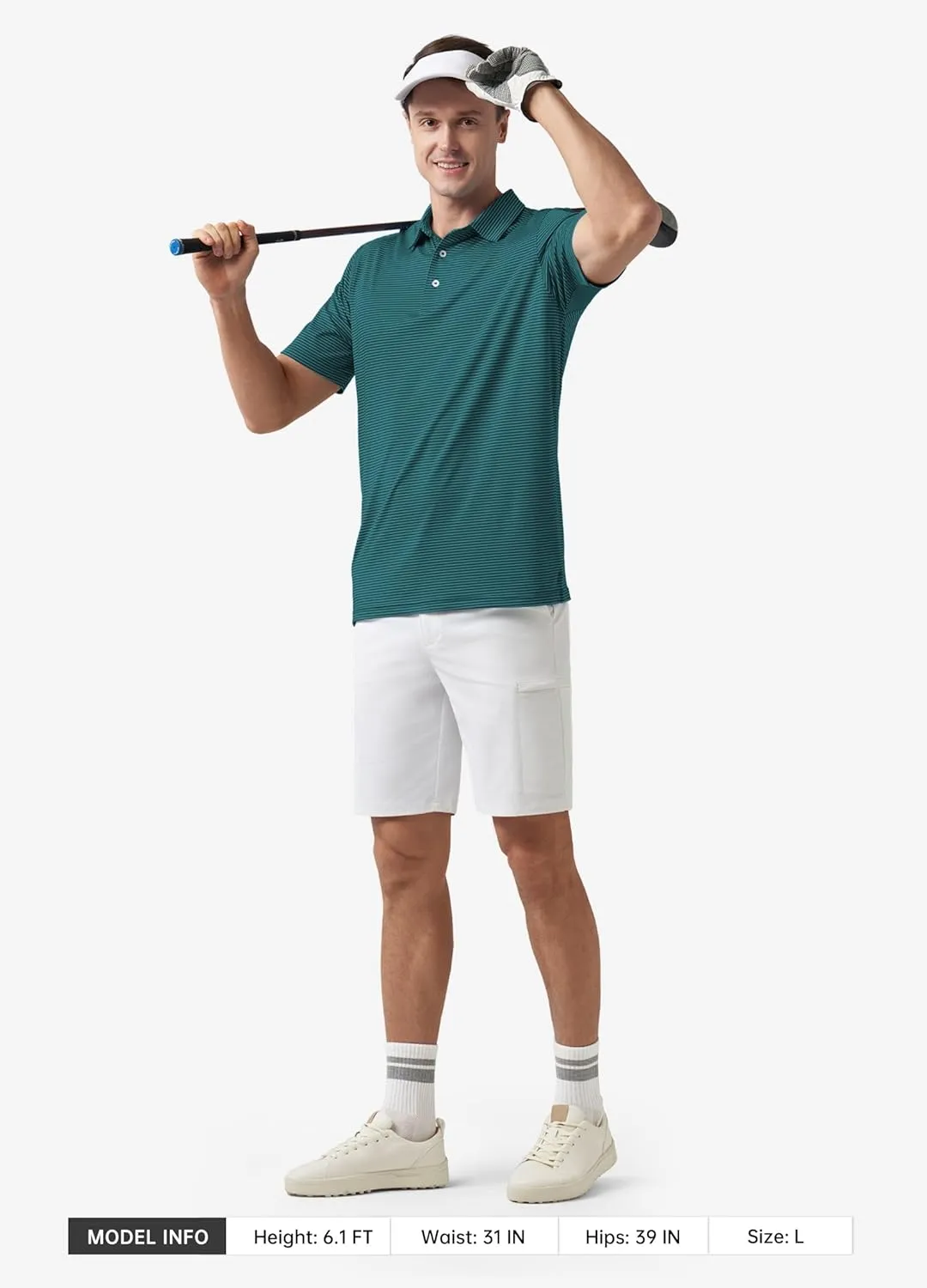 Willit Men's Golf Polo Shirts Short Sleeve Striped Performance Moisture Wicking