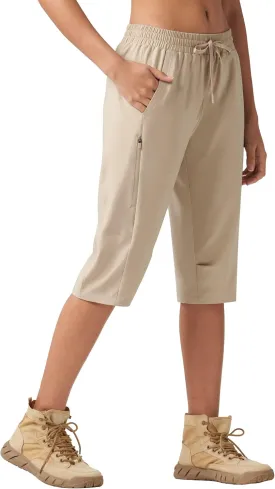 Willit Womens 15" Long Shorts Below Knee Length Capri Hiking Cargo Lightweight Quick Dry Water Resistant Zipper Pocket