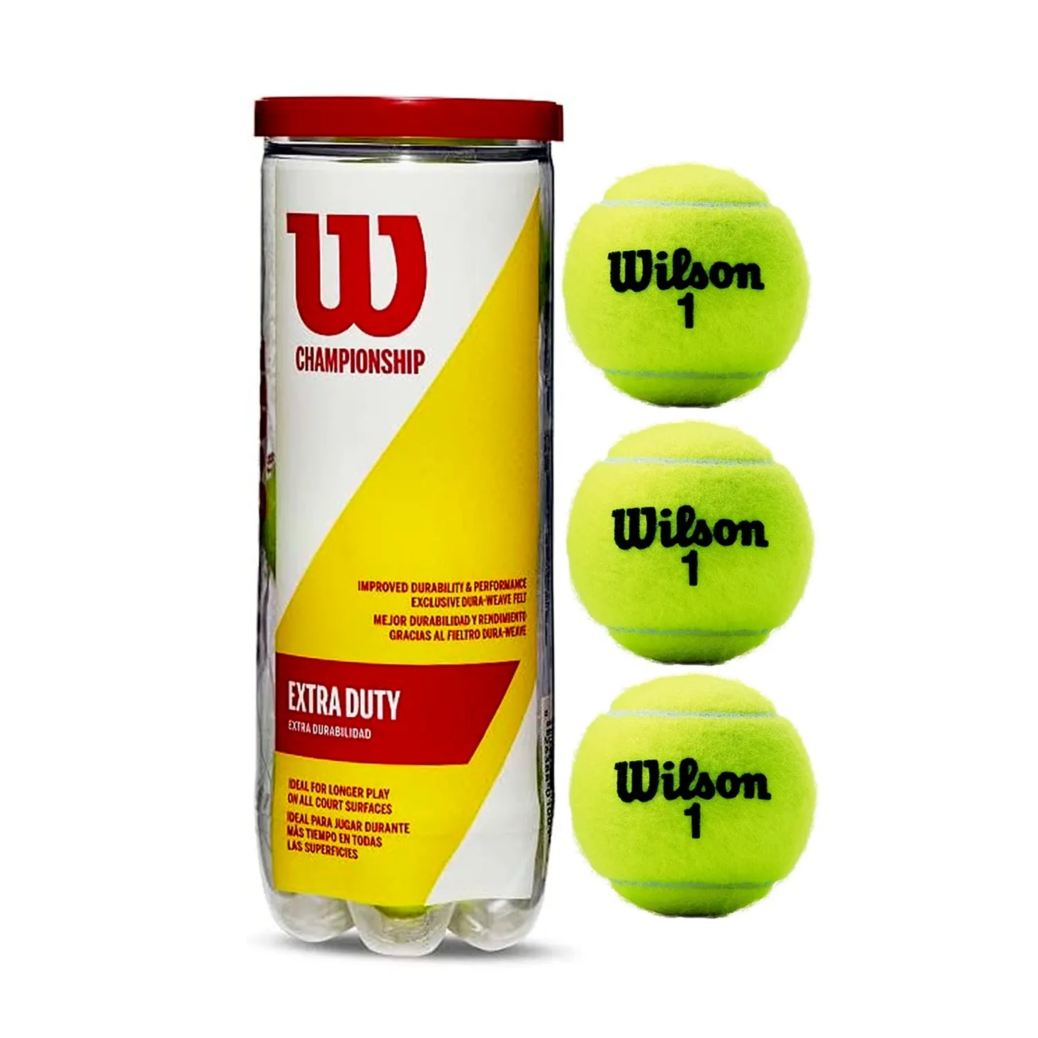 Wilson Championship Extra Duty Tennis Balls Can, 1 Can - Yellow