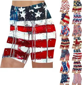 Women's 4th of July Shorts RedWhite & Blue American Flag Apparel for Independence Day Casual & Trendy