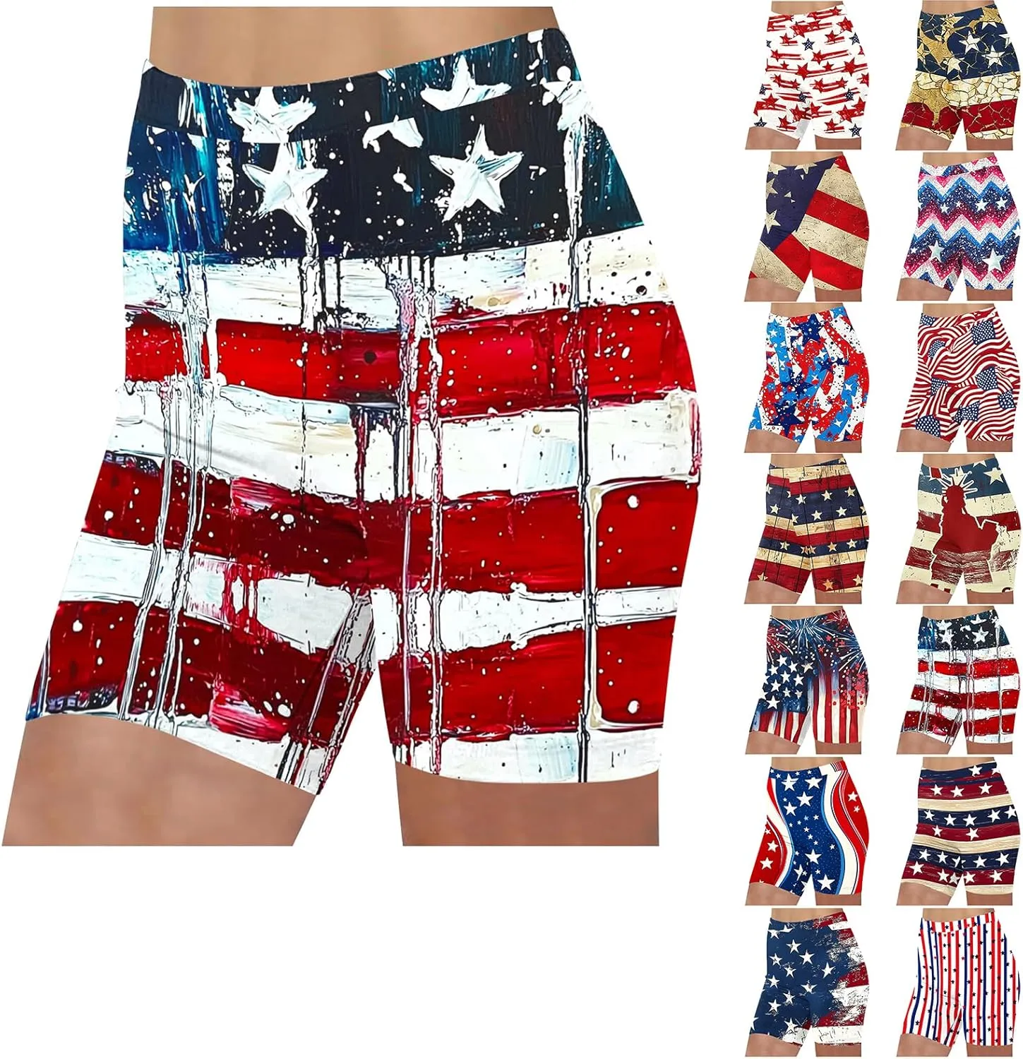 Women's 4th of July Shorts RedWhite & Blue American Flag Apparel for Independence Day Casual & Trendy