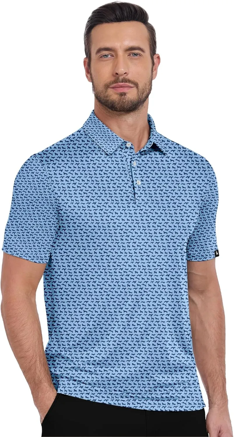 ZITY Golf Shirts for Men Short Sleeve Print Polo Shirt Moisture Wicking Regular Fit Casual Beach Polo
