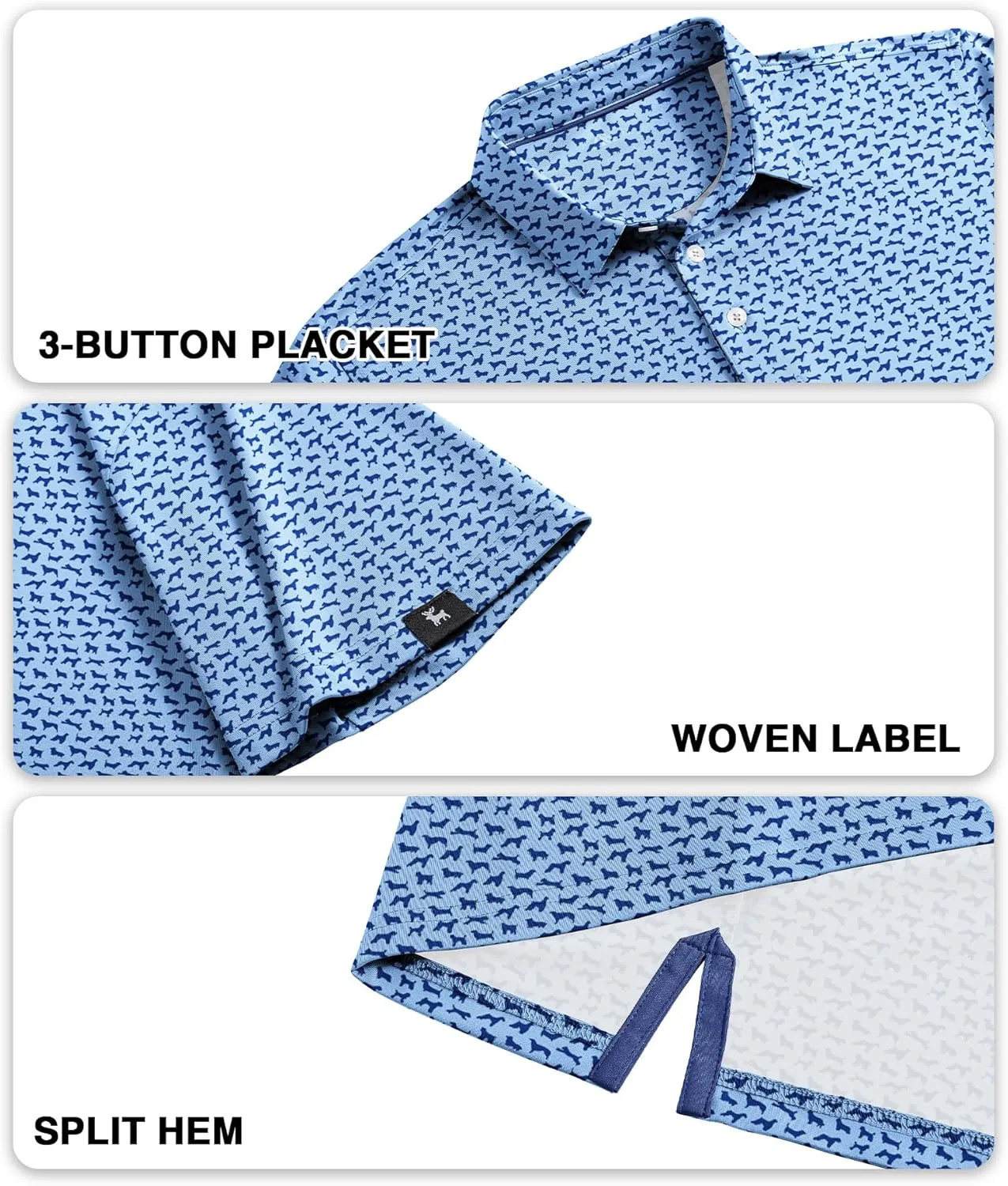 ZITY Golf Shirts for Men Short Sleeve Print Polo Shirt Moisture Wicking Regular Fit Casual Beach Polo